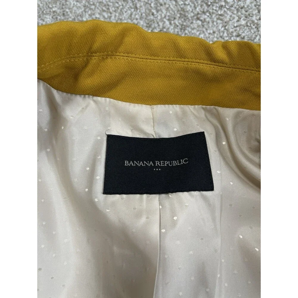 Banana Republic Double Breasted Blazer Gold Button Mustard 10‎ Petite Preppy